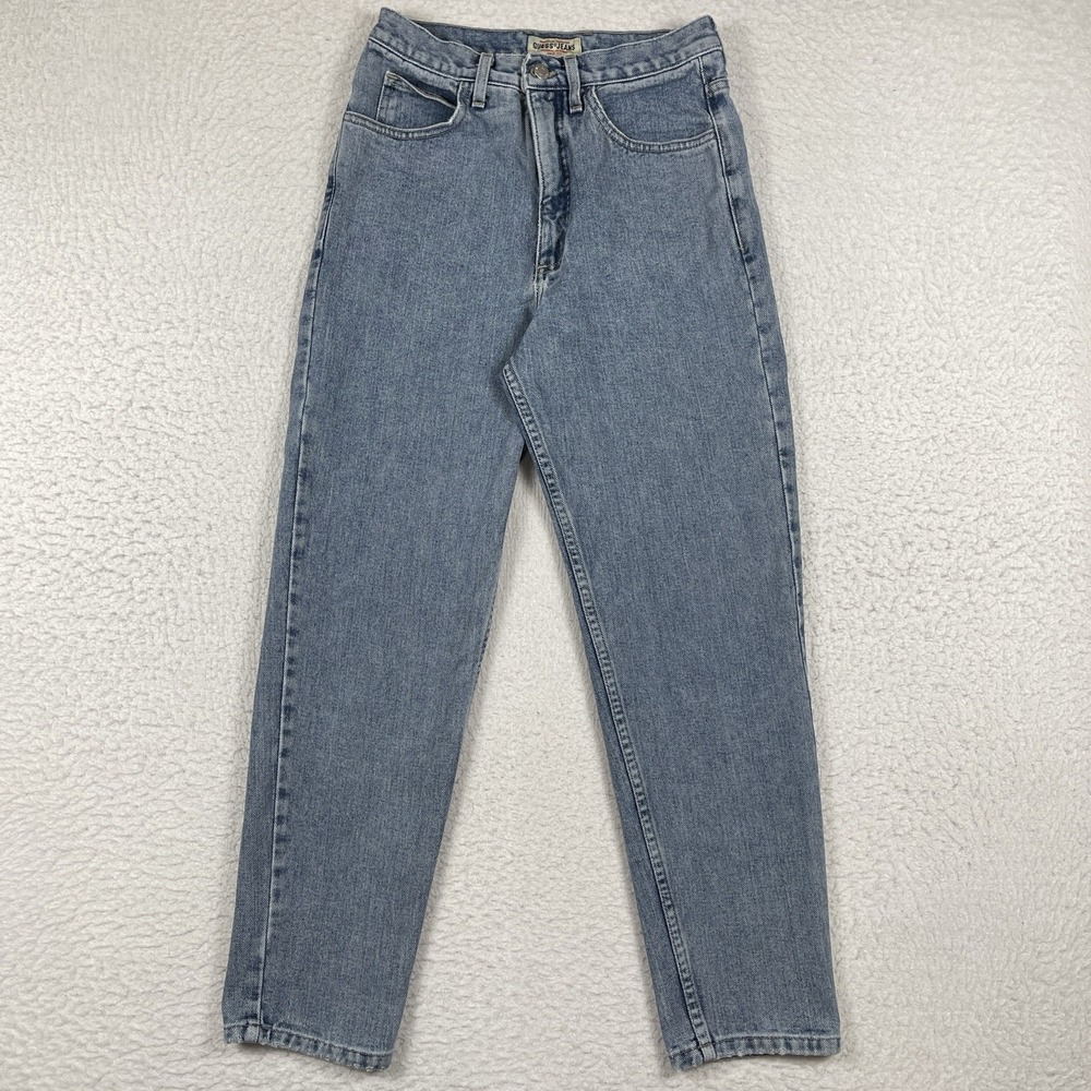 Guess Jeans Womens‎ 29 (Actual 26x27) Made In USA Vintage VTG Blue Washed Denim
